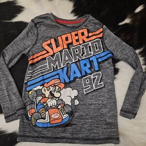 Kids Super Mario Kart Long Sleeve Tee - Gray, Orange, Blue